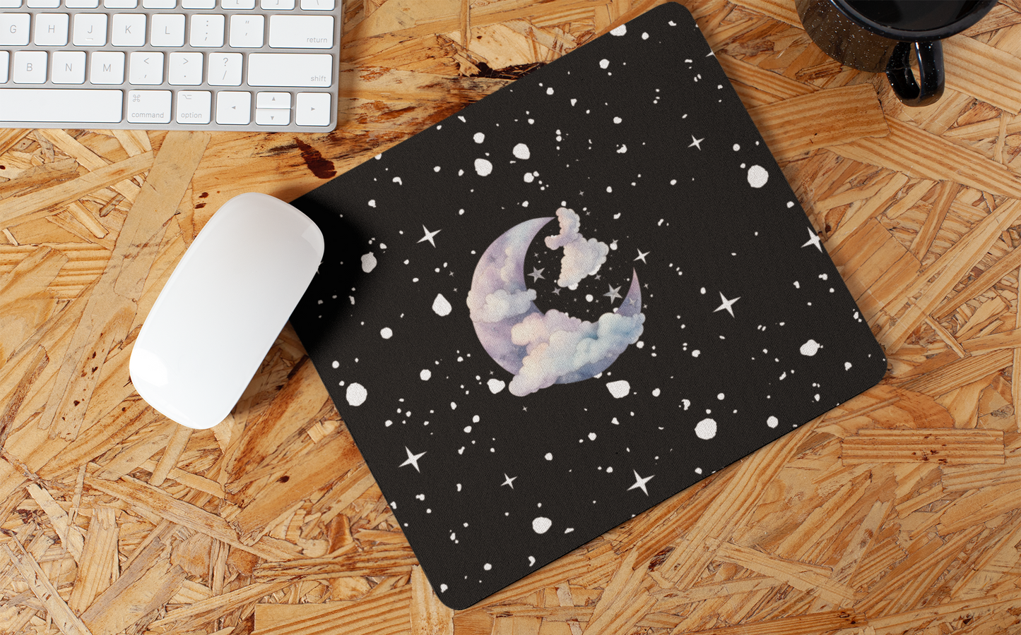 Moon and the starry night sky mouse pad
