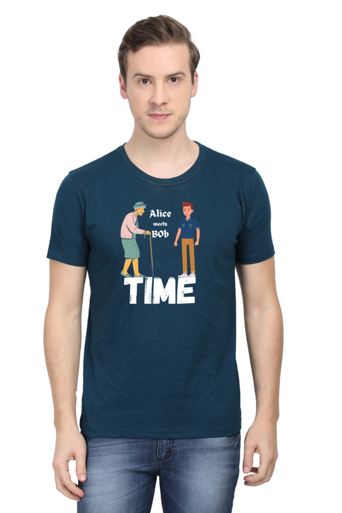 The Alice and Bob special relativity- Time paradox Mens Tshirt