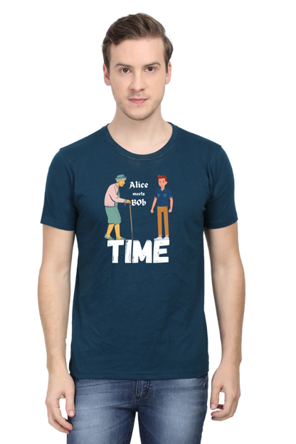 The Alice and Bob special relativity- Time paradox Mens Tshirt