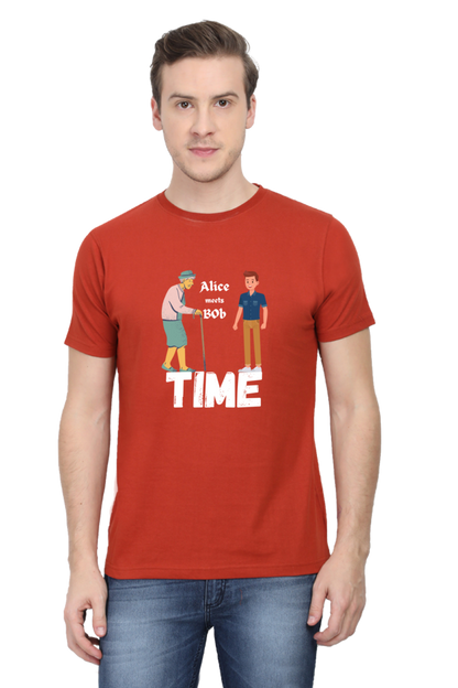 The Alice and Bob special relativity- Time paradox Mens Tshirt