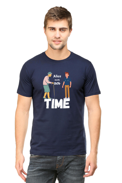 The Alice and Bob special relativity- Time paradox Mens Tshirt